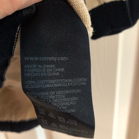 Tommy Hilfiger striped sweater. Navy and tan. - Picture 4 of 7